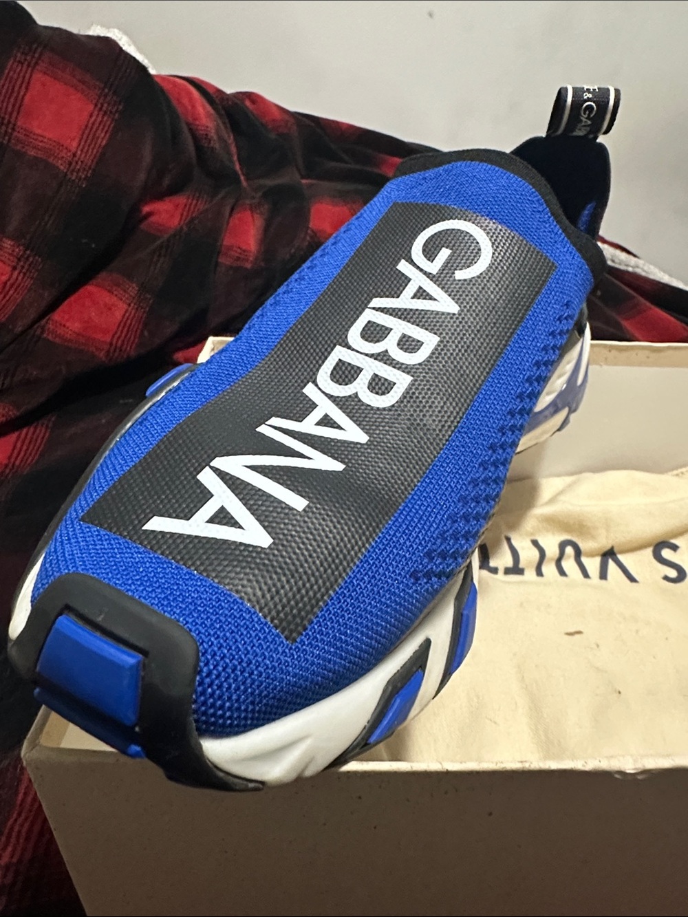 Dolce & Gabbana Blue Black White Slip-On Sneakers - Picture 9 of 10